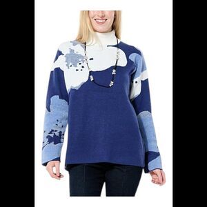 Wynnecollection Women's Softknit & Chenille Sweater Blue - Regular